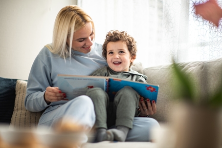 mother reading to son